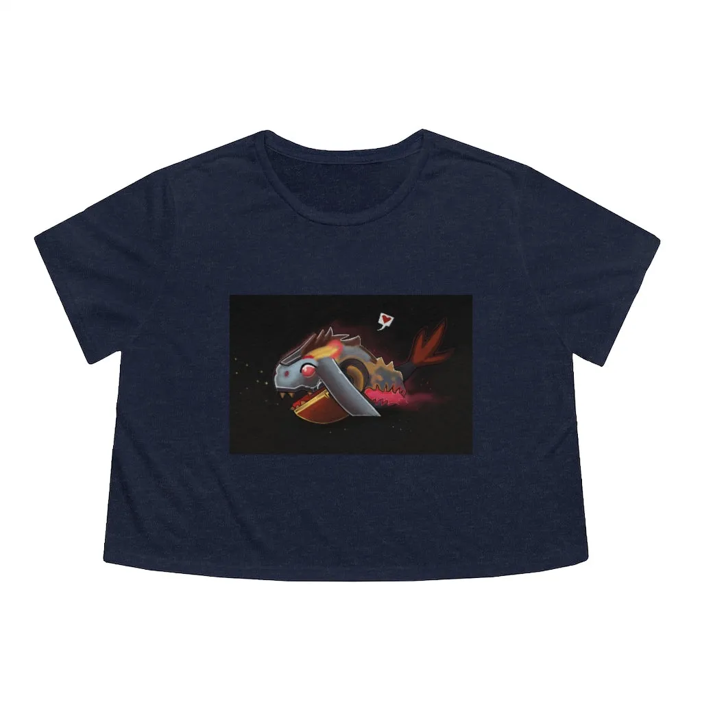 Mecha Whale Strider Women's Flowy Cropped Tee