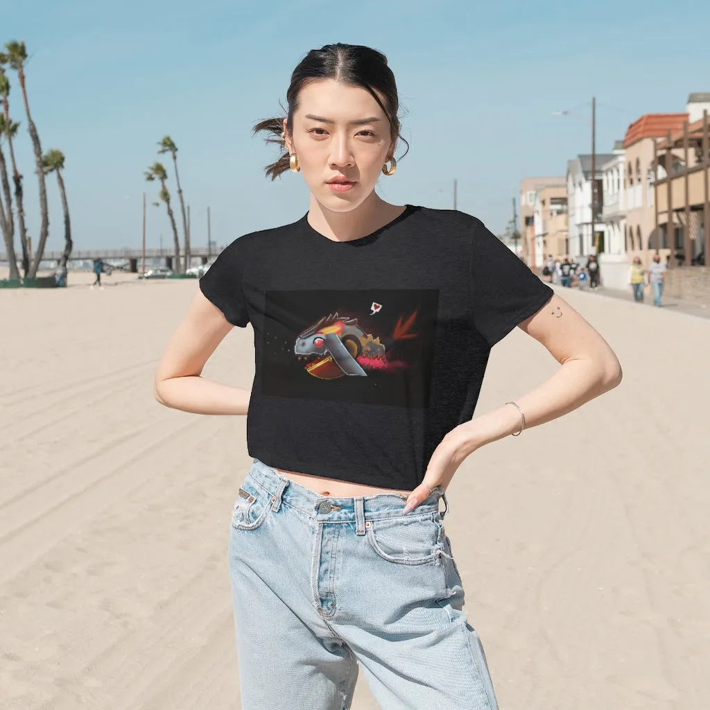 Mecha Whale Strider Women's Flowy Cropped Tee
