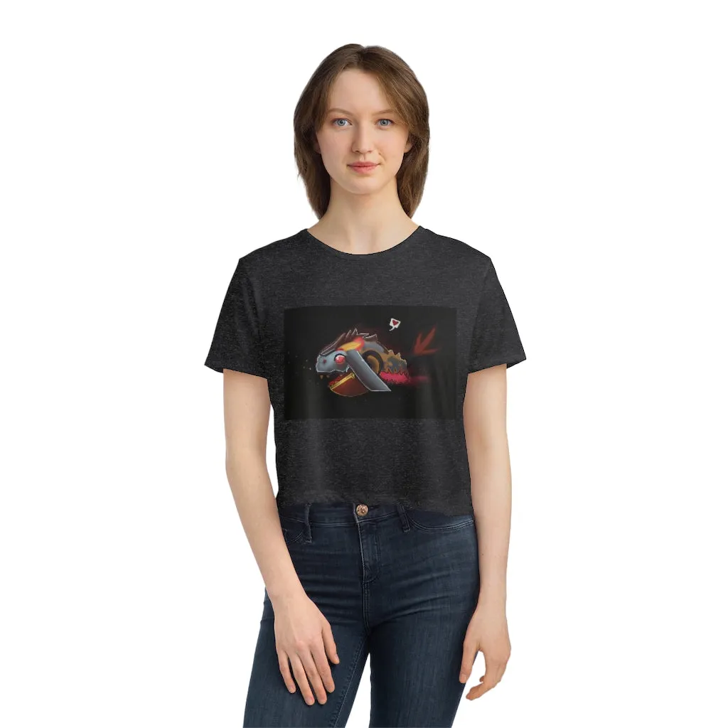 Mecha Whale Strider Women's Flowy Cropped Tee