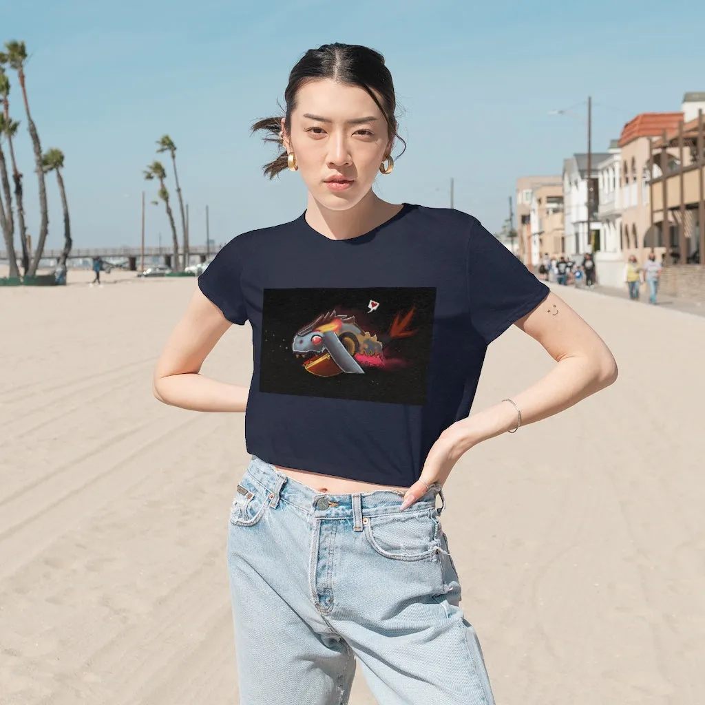 Mecha Whale Strider Women's Flowy Cropped Tee