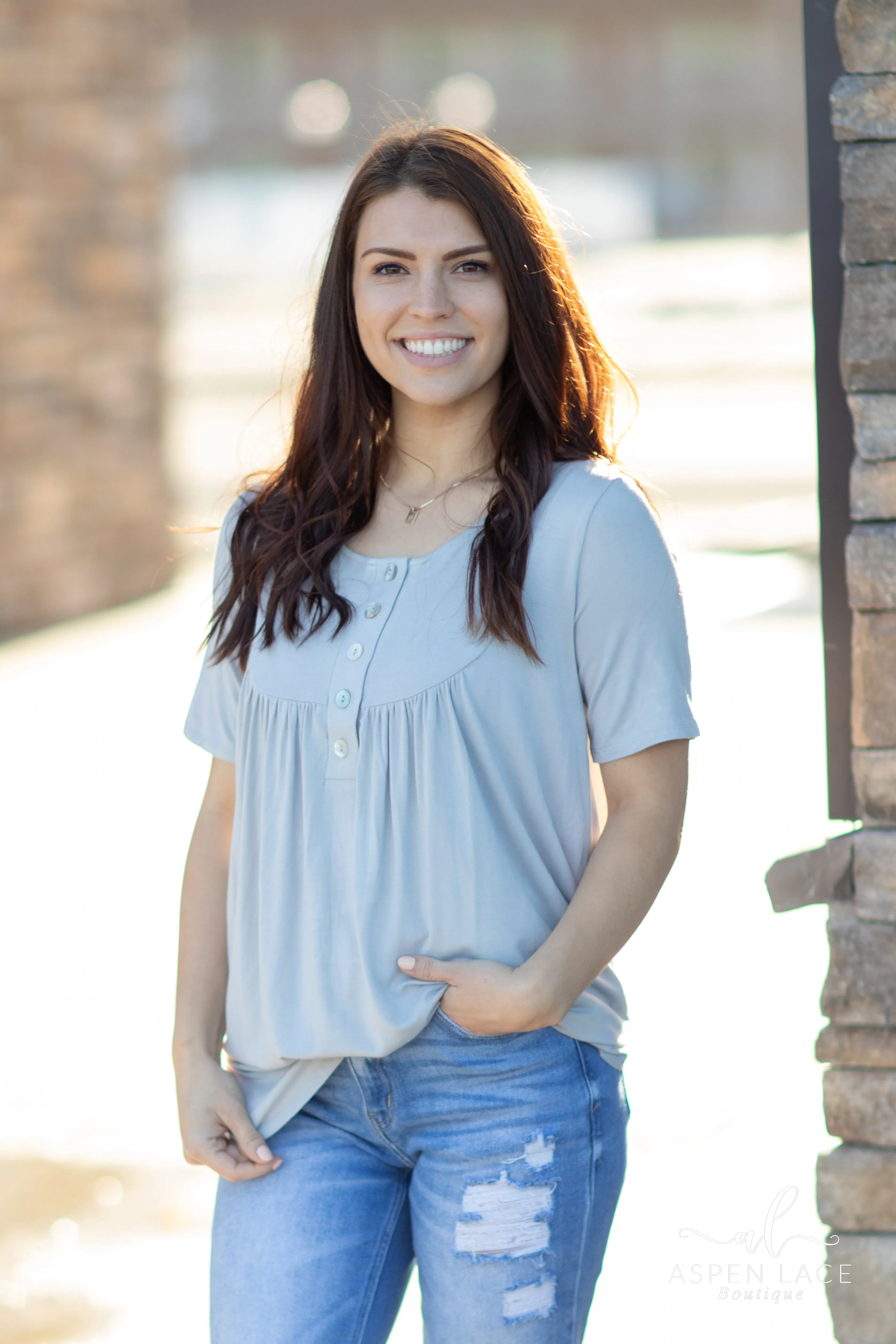 Megan Top (Light Grey)