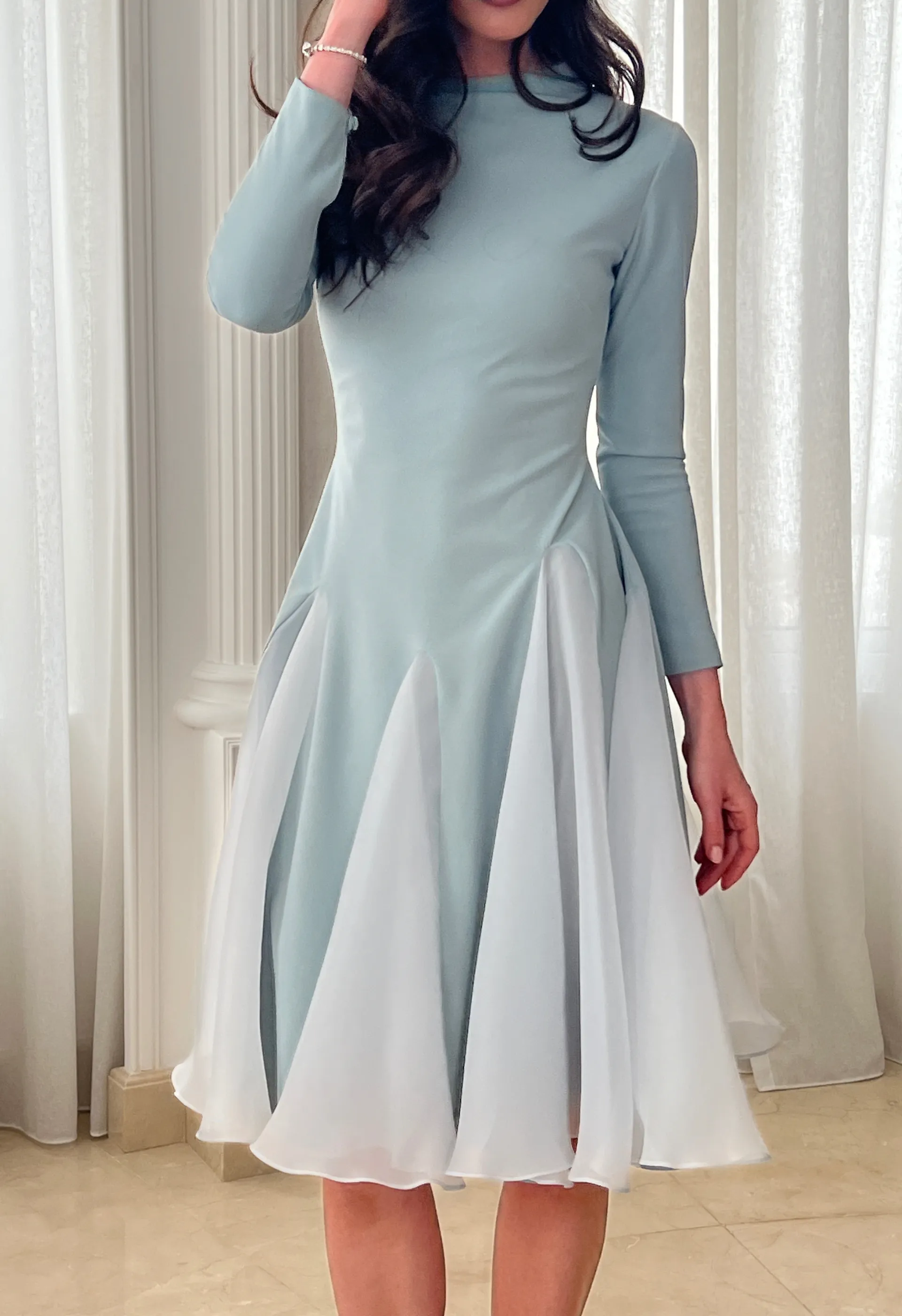 Mini dress with organza inserts