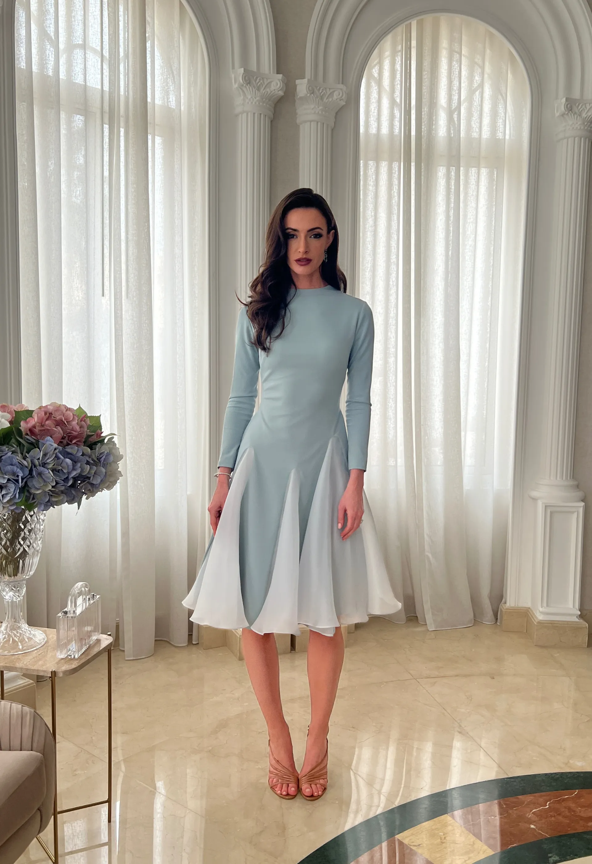 Mini dress with organza inserts
