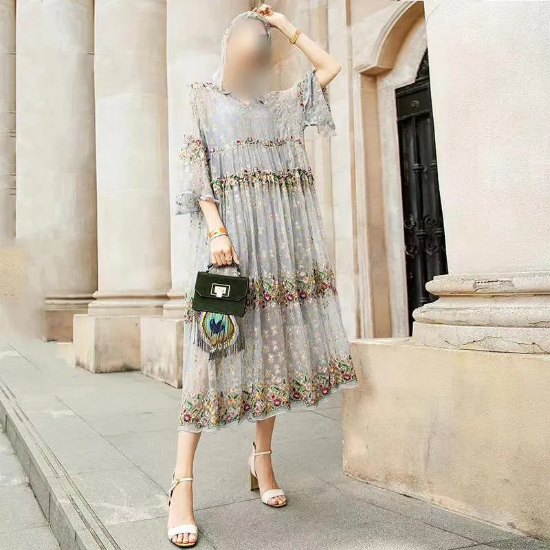 Nsquared High End Embroidered Hooded Mid Length Dress