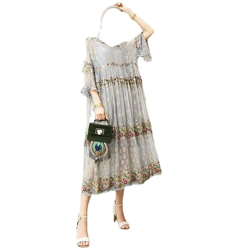 Nsquared High End Embroidered Hooded Mid Length Dress