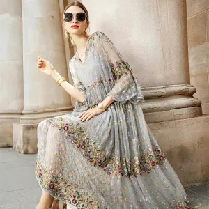 Nsquared High End Embroidered Hooded Mid Length Dress