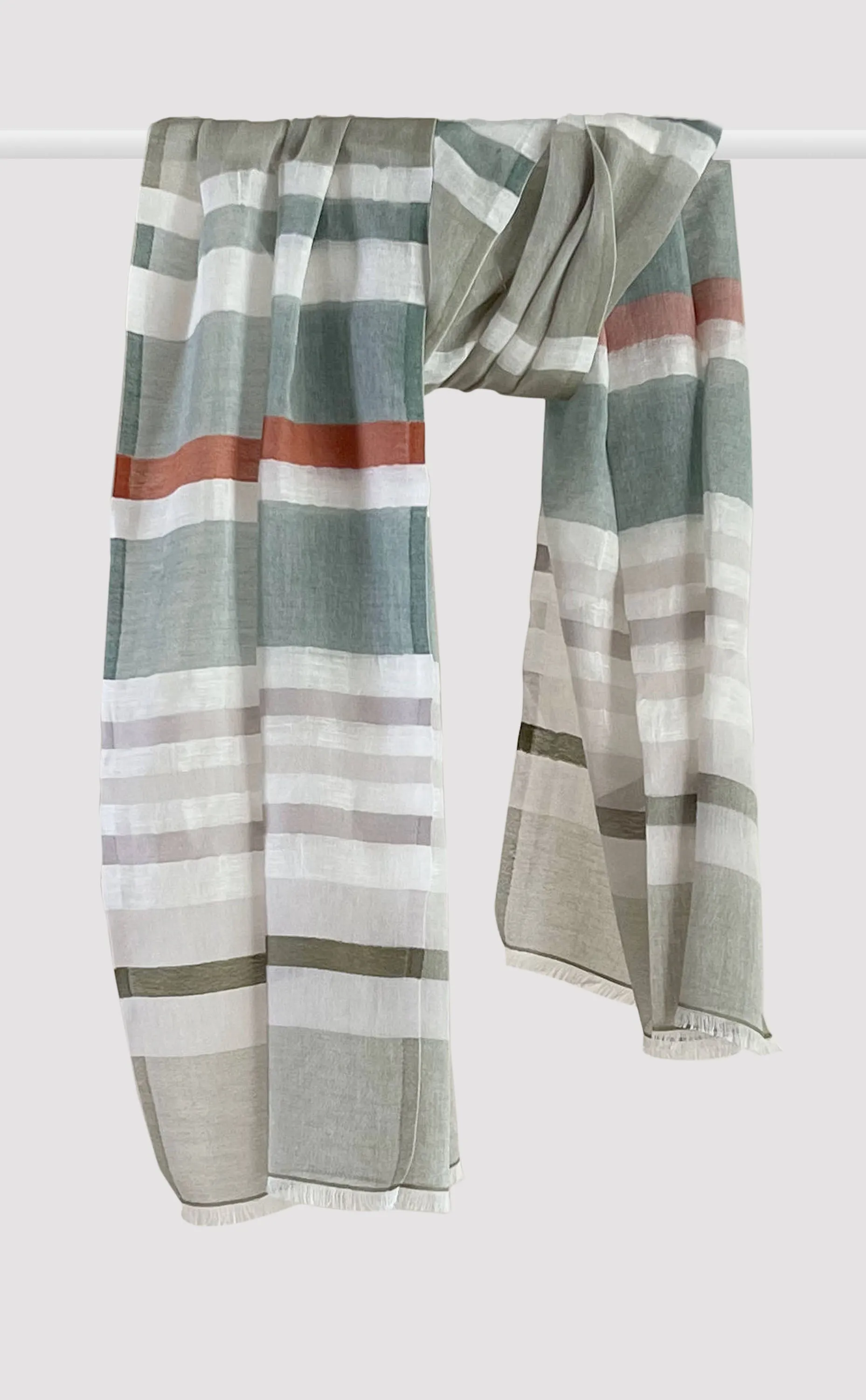 Olive Stripes Cotton Linen Stole