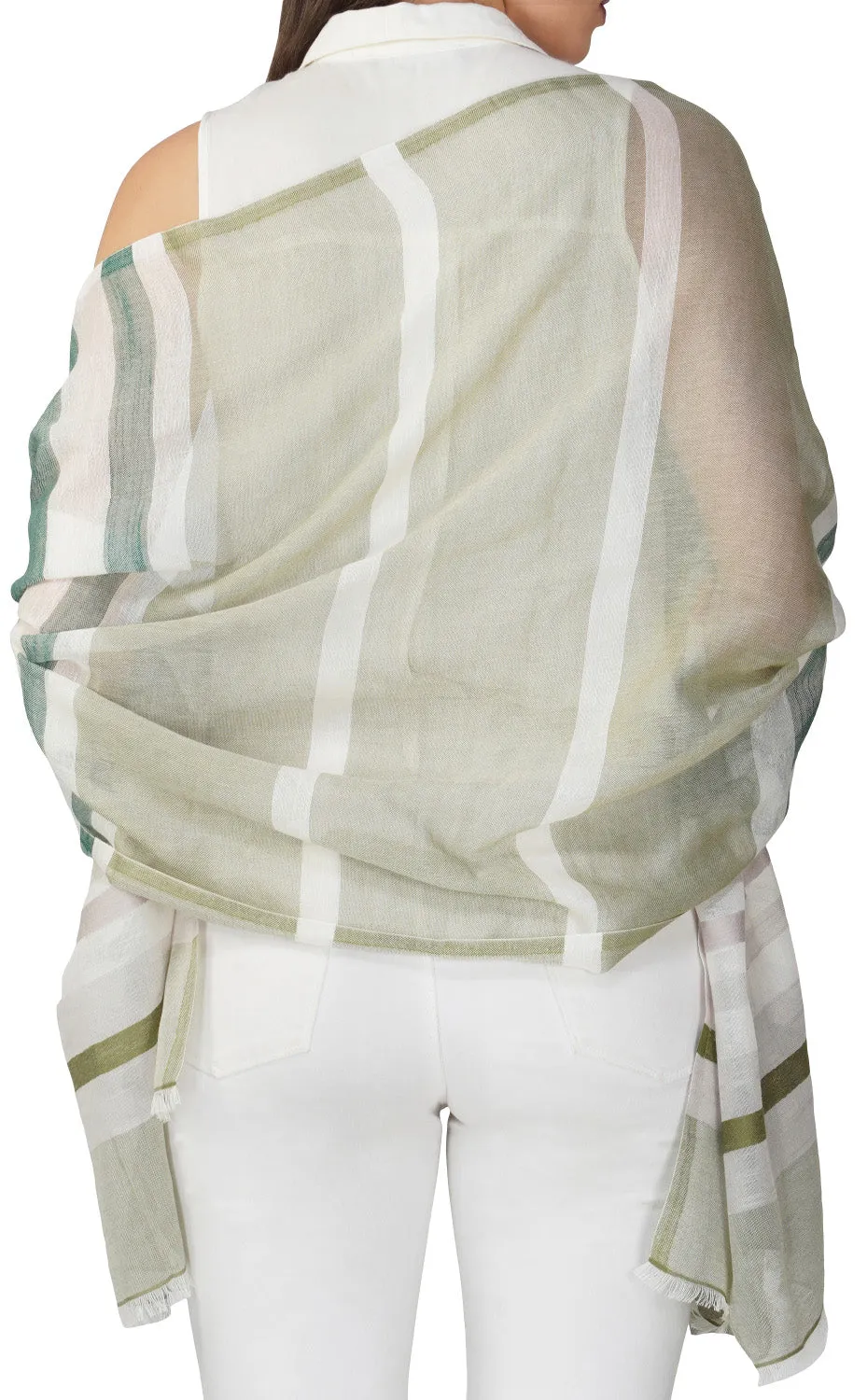 Olive Stripes Cotton Linen Stole