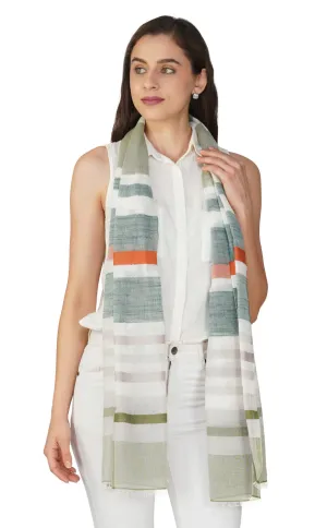 Olive Stripes Cotton Linen Stole
