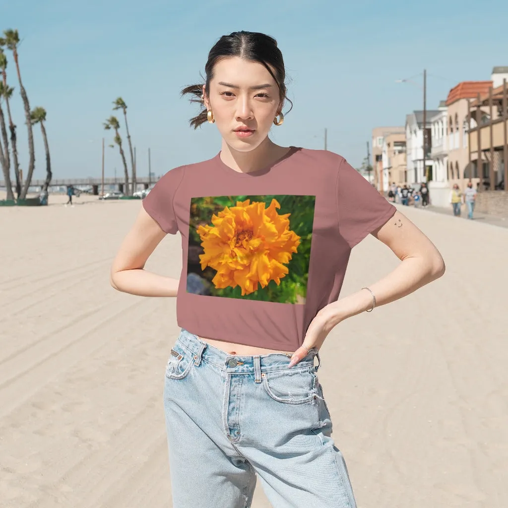 Orange Flower Women's Flowy Cropped Tee