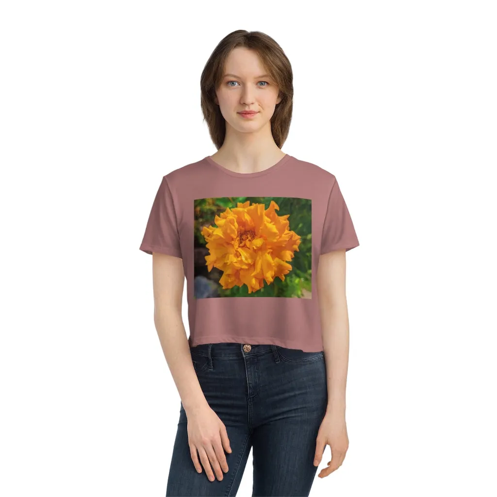 Orange Flower Women's Flowy Cropped Tee