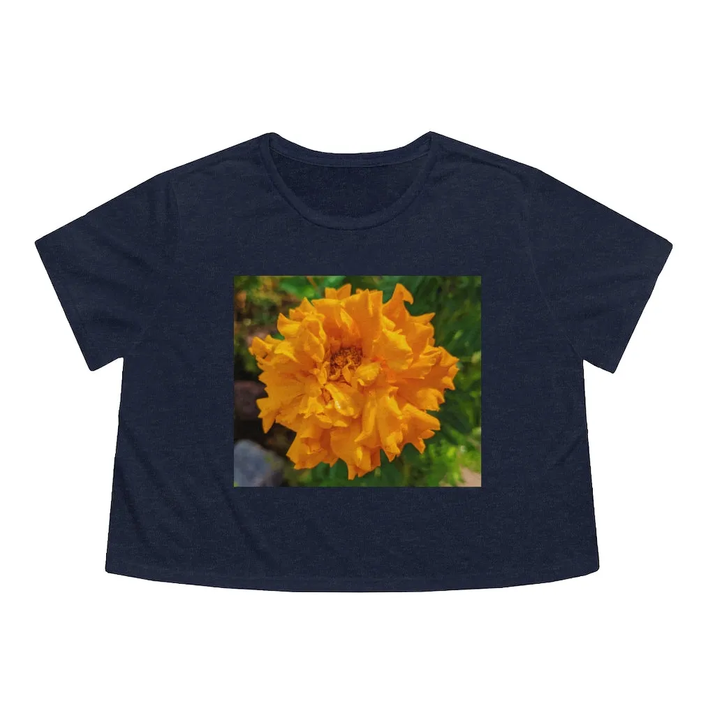 Orange Flower Women's Flowy Cropped Tee