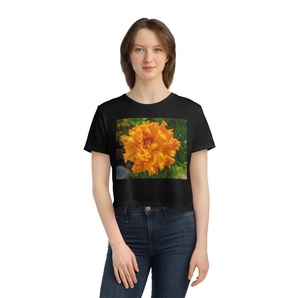 Orange Flower Women's Flowy Cropped Tee