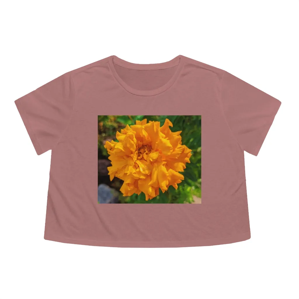 Orange Flower Women's Flowy Cropped Tee