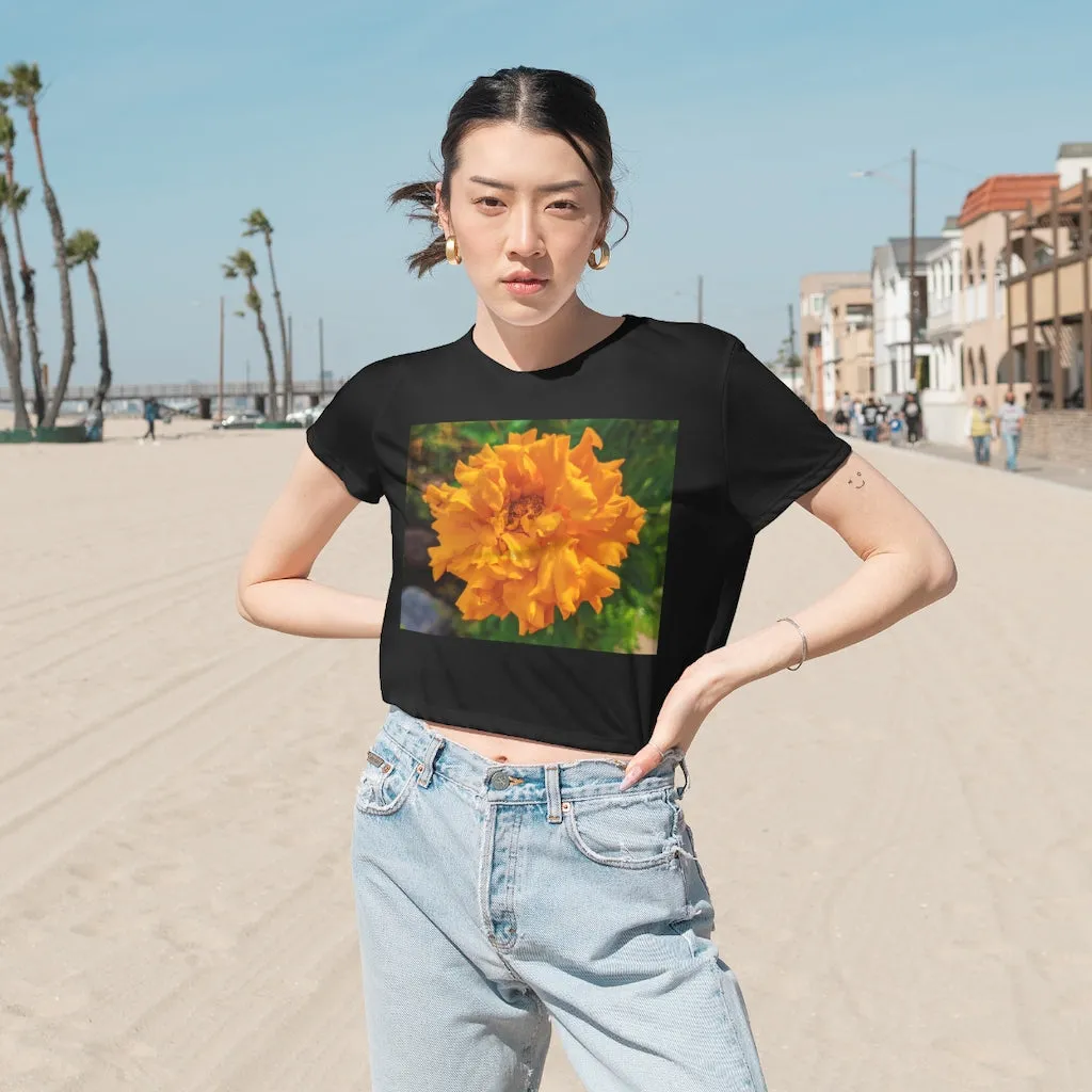 Orange Flower Women's Flowy Cropped Tee