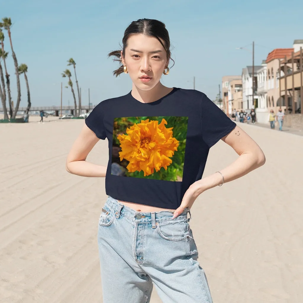 Orange Flower Women's Flowy Cropped Tee