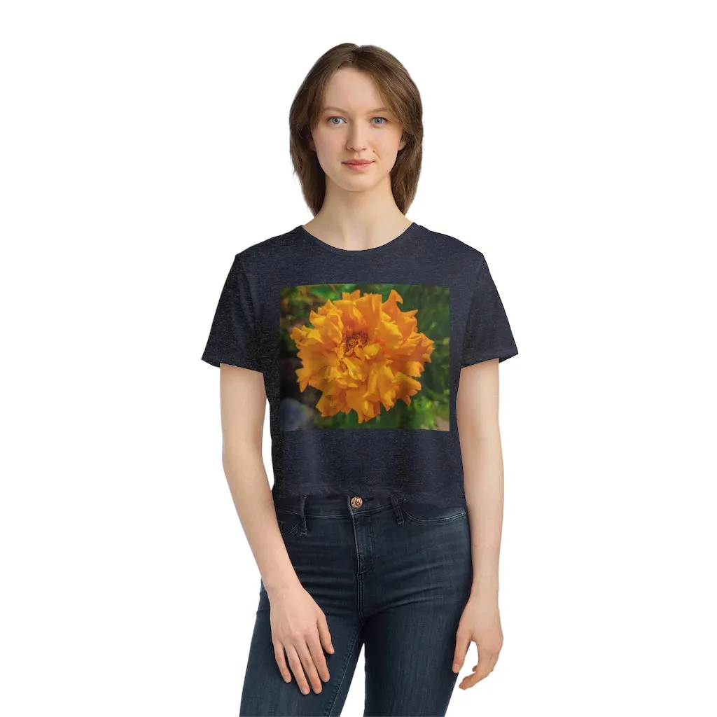 Orange Flower Women's Flowy Cropped Tee