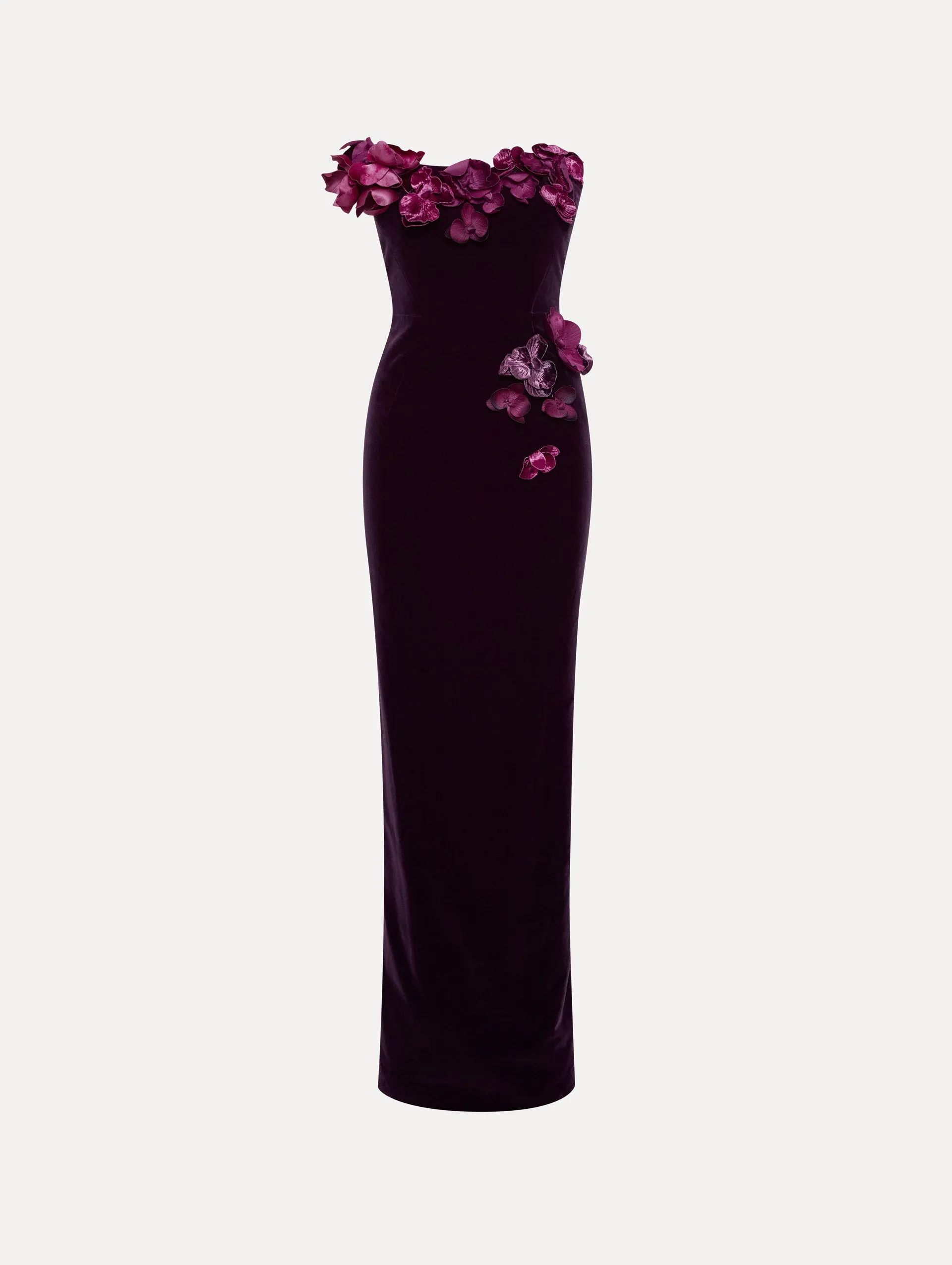 Orchid Embroidered Velvet Gown