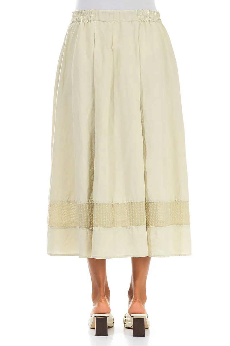 Panelled Laurel Green Textured Silk Linen Skirt