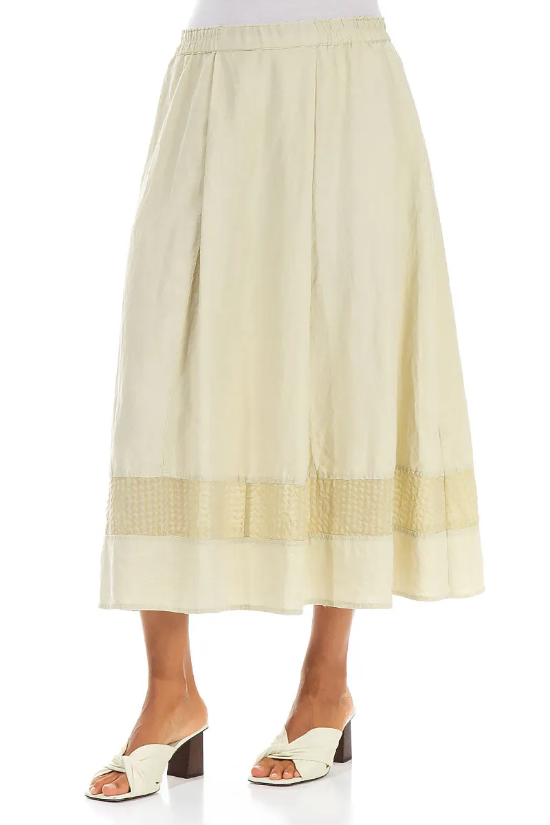 Panelled Laurel Green Textured Silk Linen Skirt