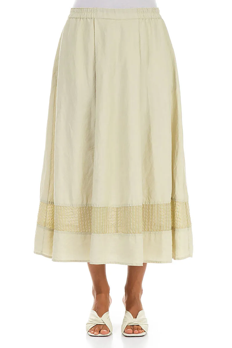 Panelled Laurel Green Textured Silk Linen Skirt