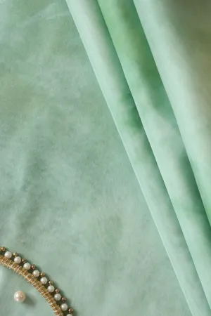 Pista Green Tie & Dye Shibori Print On Organza Fabric