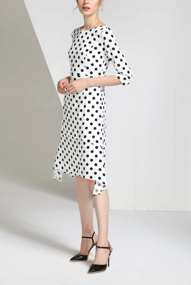 Polka Dots Printed Half Sleeve Midi Dress