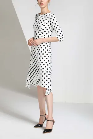Polka Dots Printed Half Sleeve Midi Dress