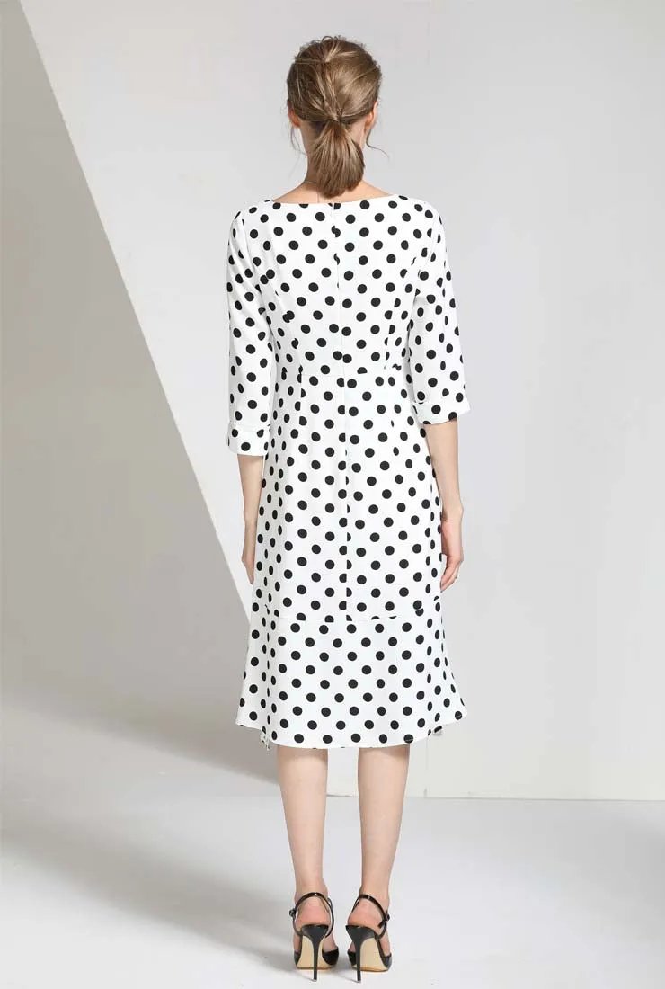 Polka Dots Printed Half Sleeve Midi Dress