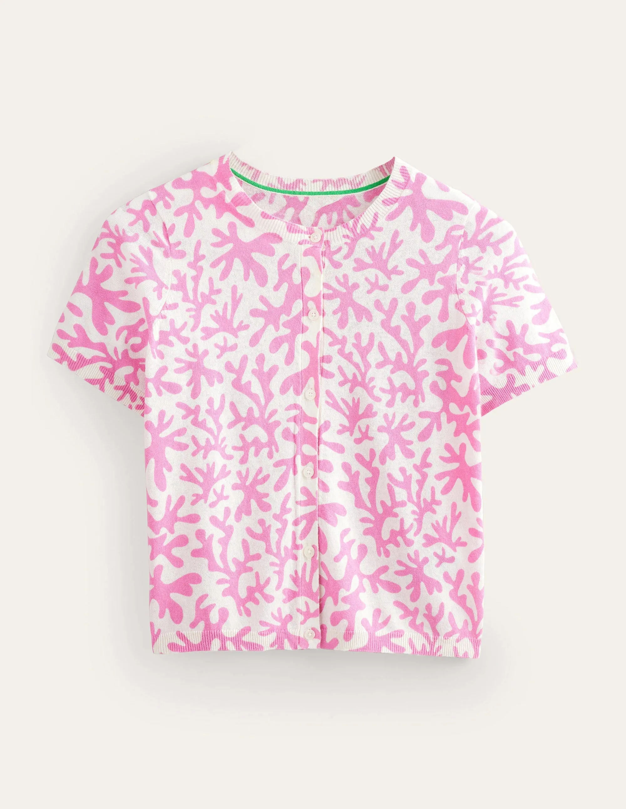 Printed Beach Cardigan-Plum Blossom, Abstract Foliage