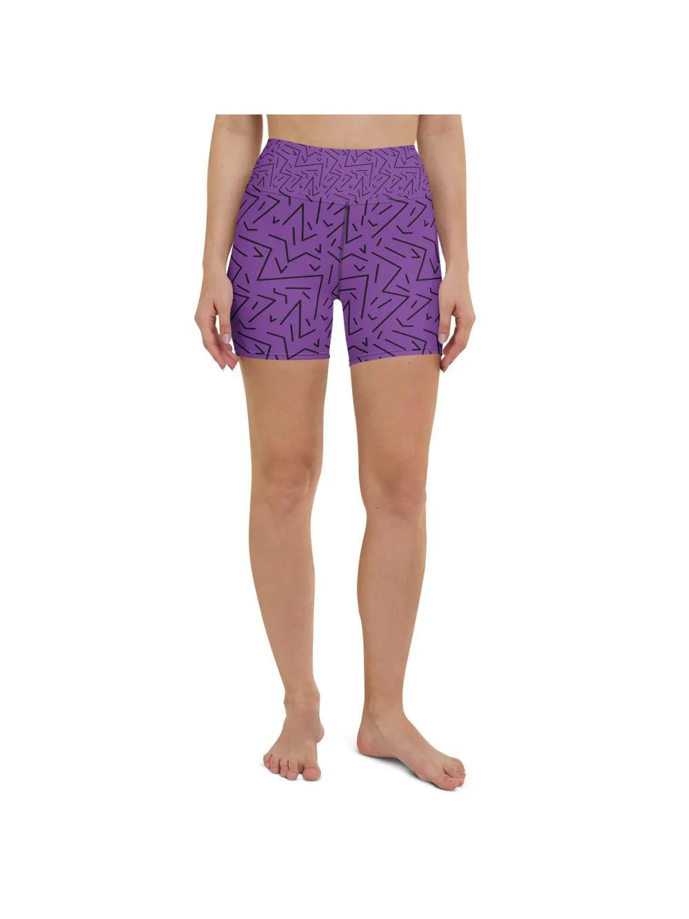 Purple Black Line Yoga Shorts