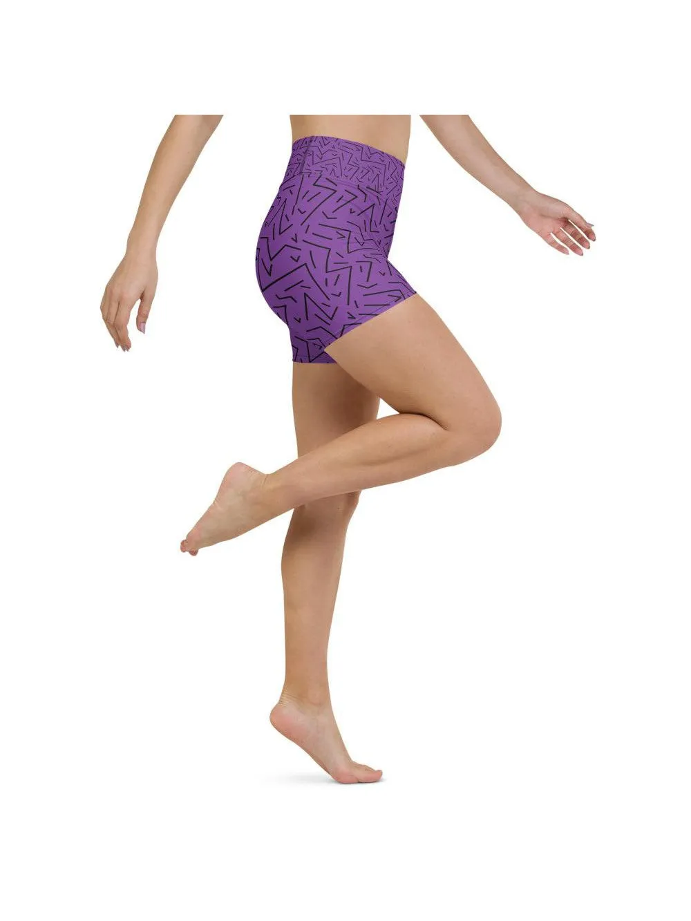 Purple Black Line Yoga Shorts