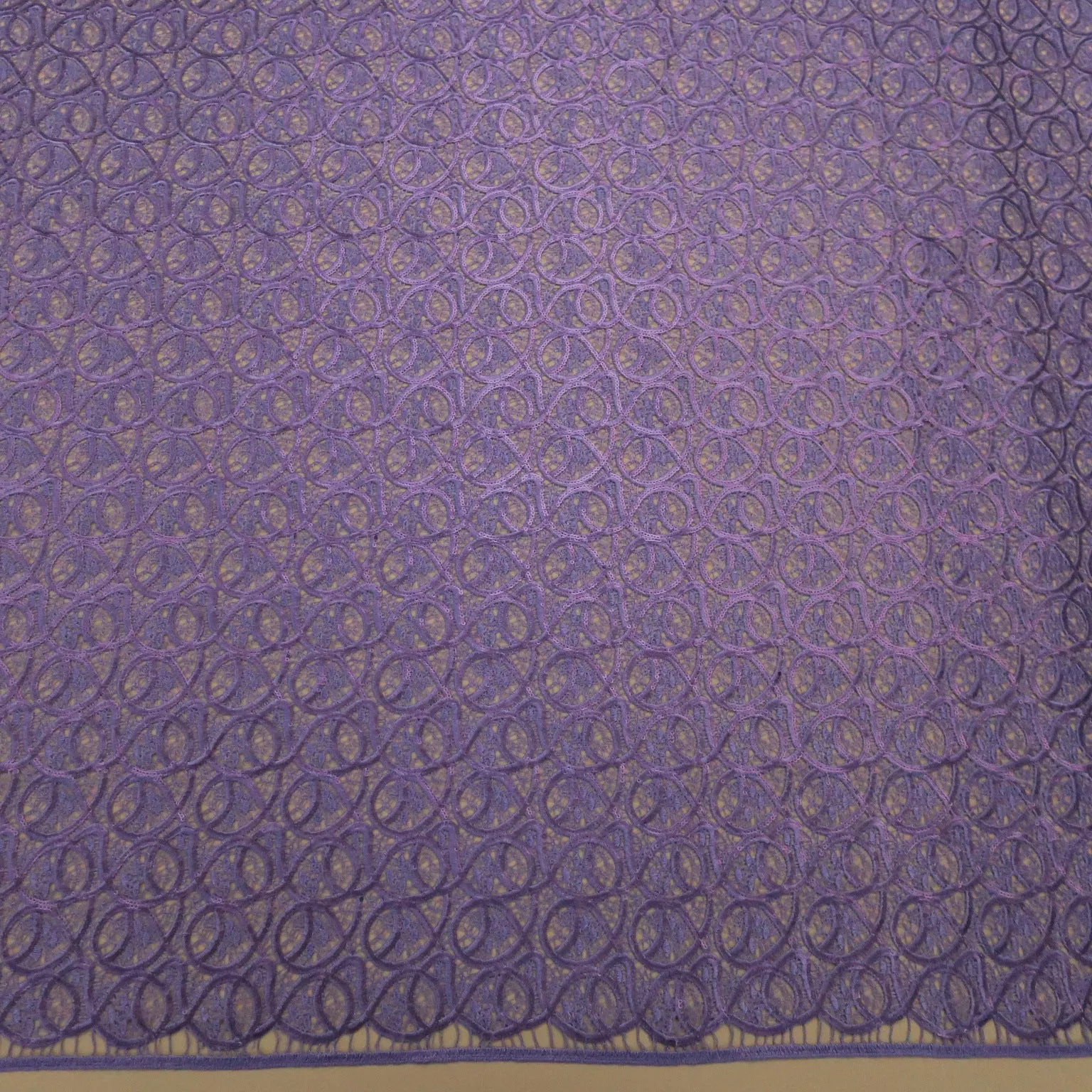 Purple Sequins Abstract Embroidered Guipure Lace Fabric