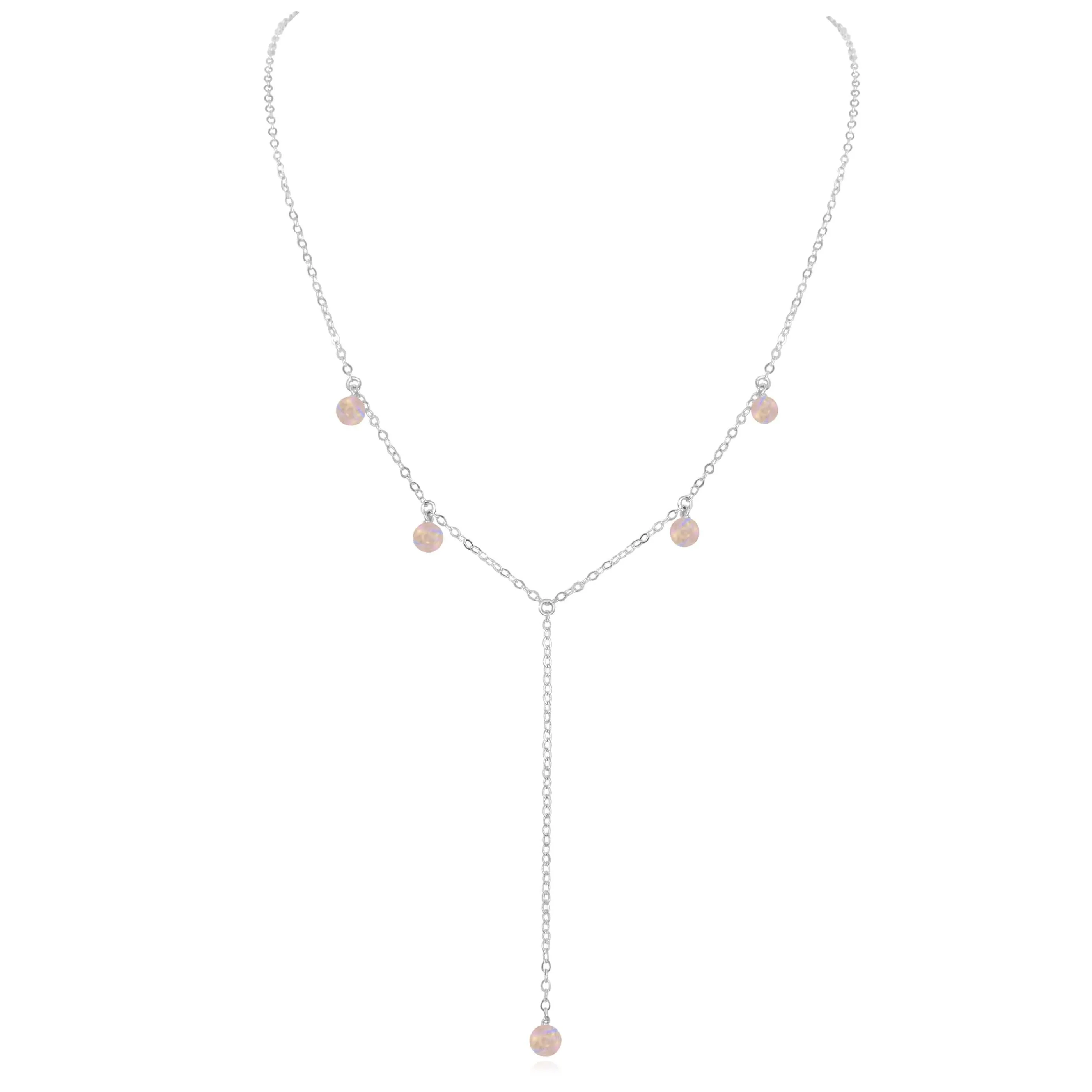 Rainbow Moonstone Boho Lariat Necklace