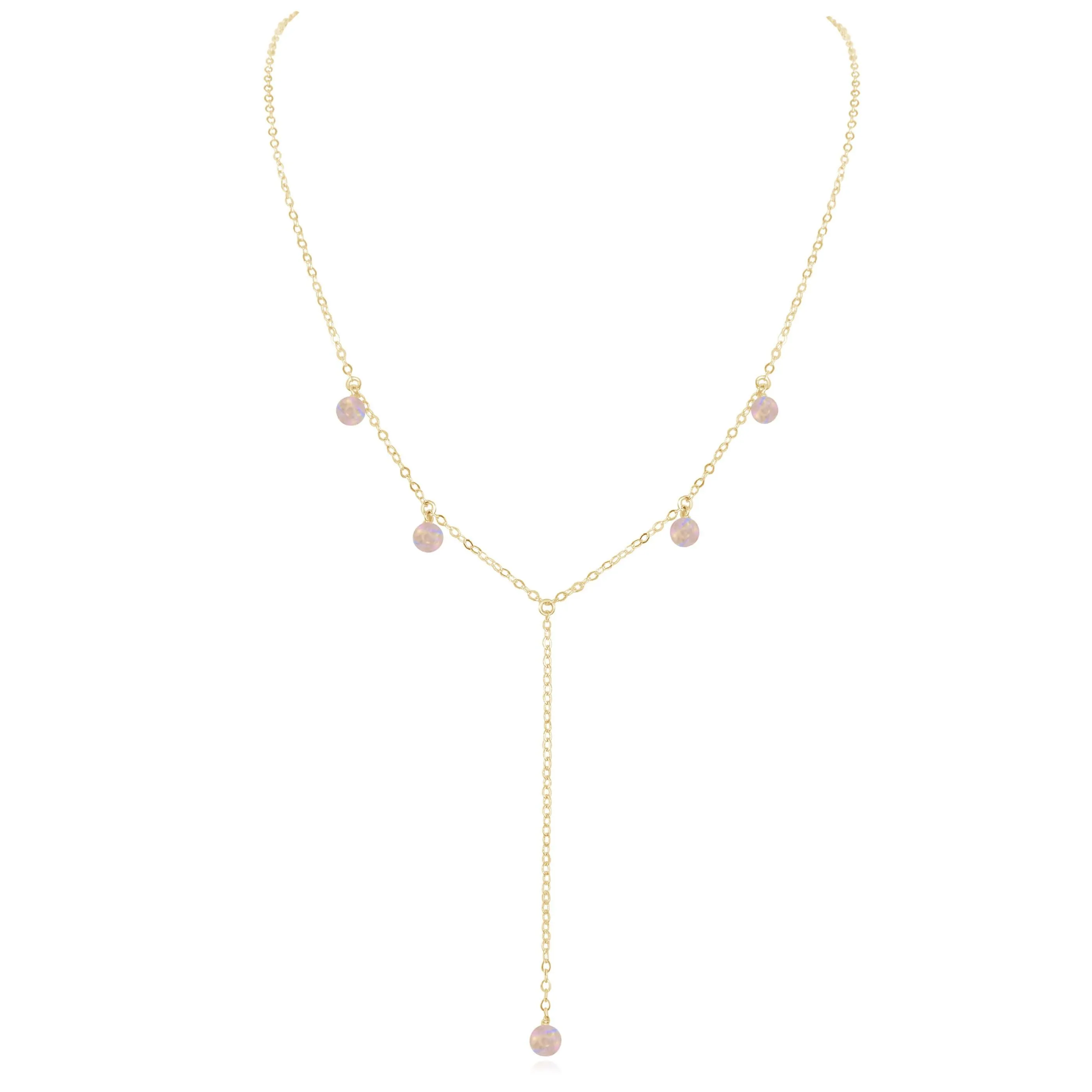 Rainbow Moonstone Boho Lariat Necklace