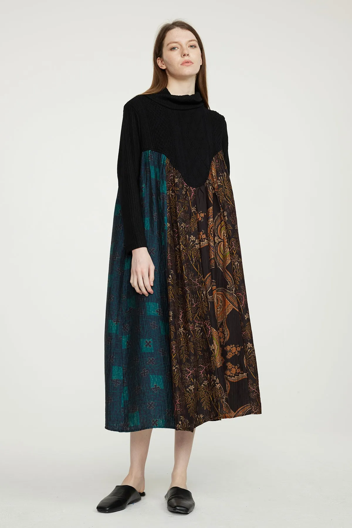 Retro Print Retro Maxi Split Dress