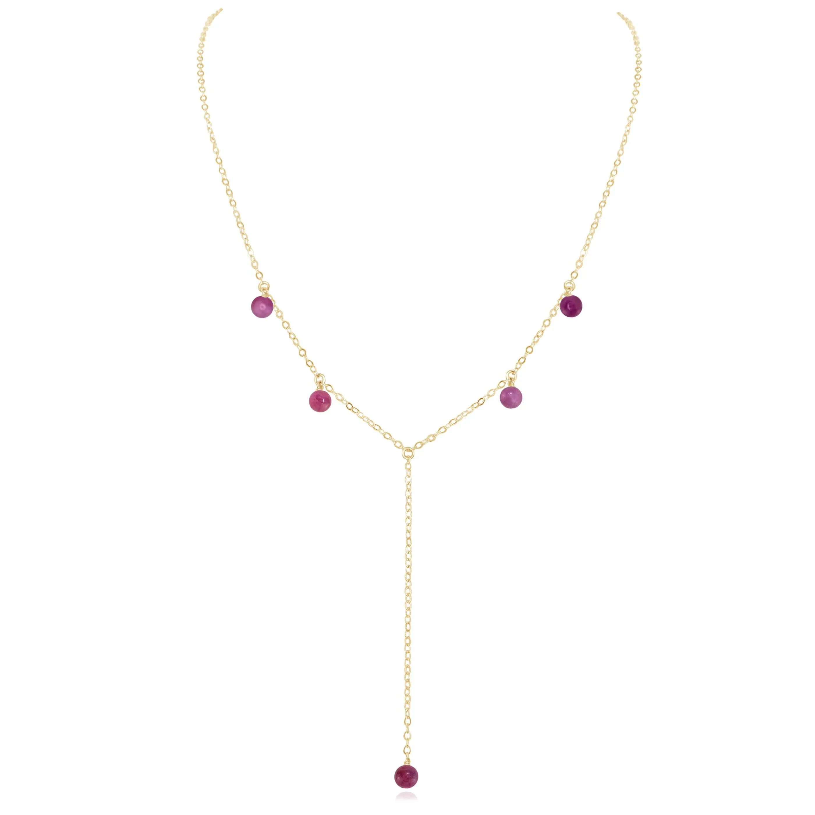 Ruby Boho Lariat Necklace