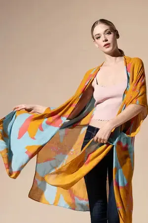Rust   Burgundy Sweeping Floral Kimono