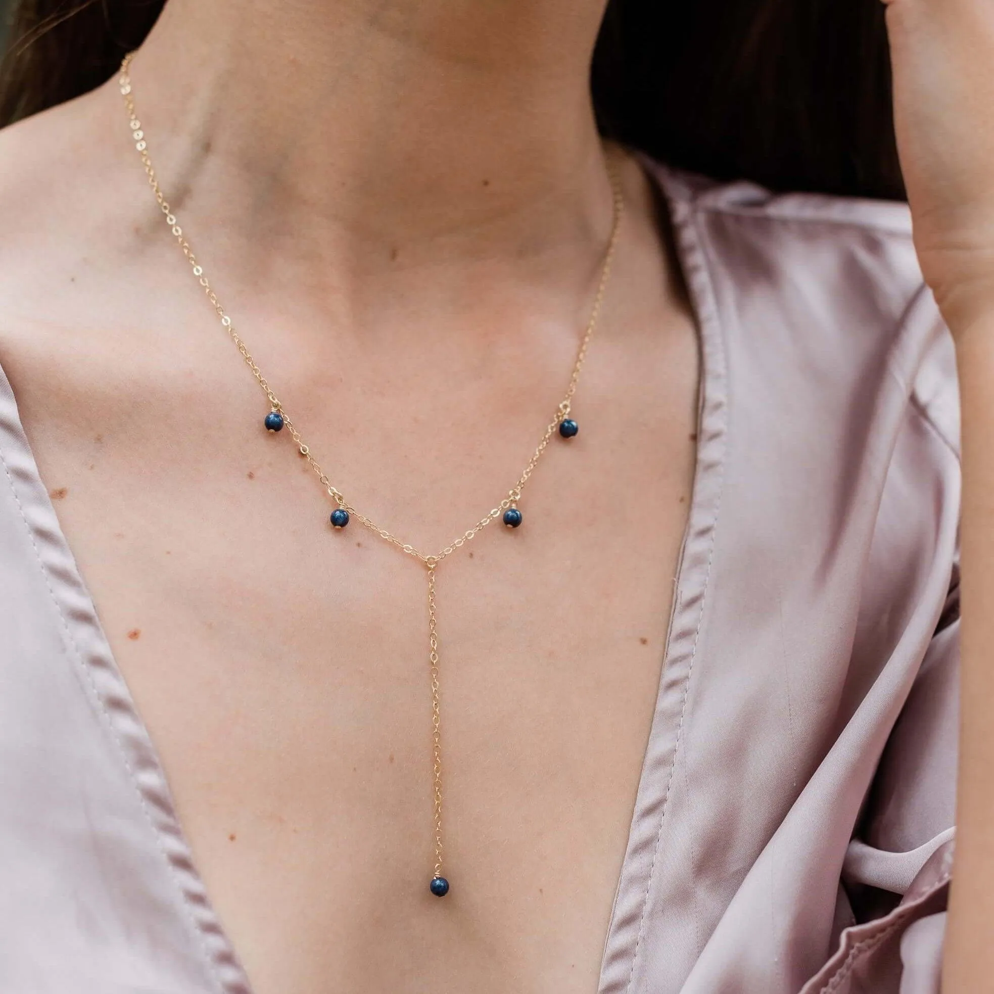 Sapphire Boho Lariat Necklace