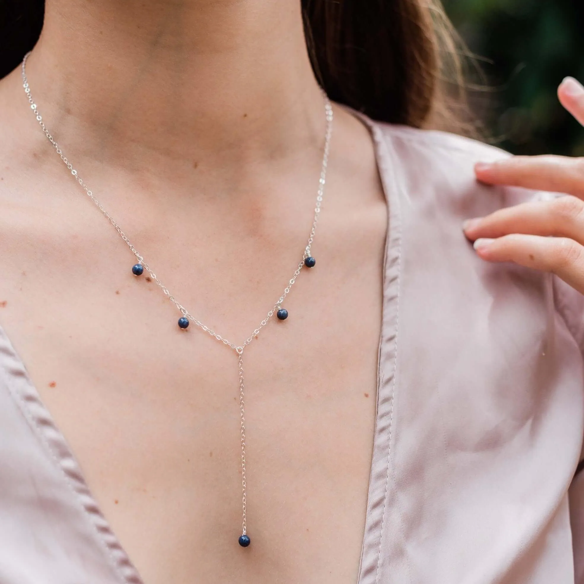 Sapphire Boho Lariat Necklace