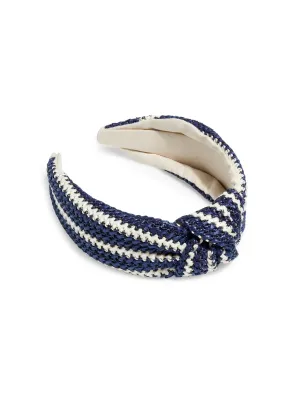 Shiraleah Woven Stripe Knotted Headband Navy