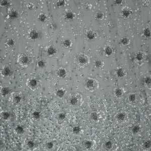 Silver Sequined Embroidered Tulle Fabric