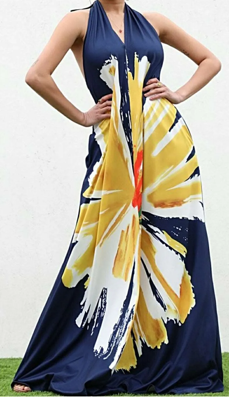 Sorry Not Sorry Boho Halter Maxi Dress w/Pockets