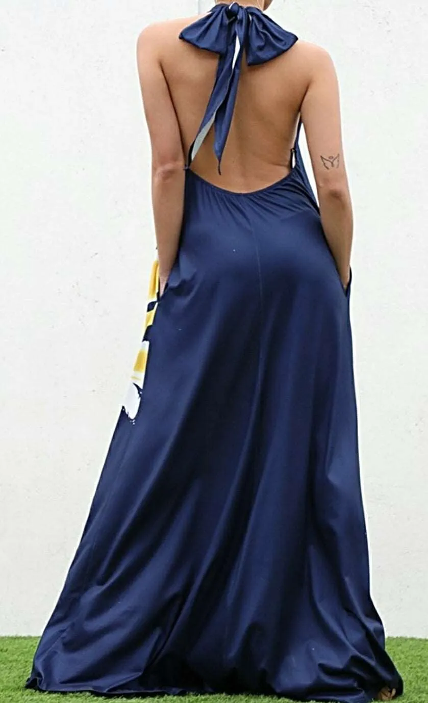Sorry Not Sorry Boho Halter Maxi Dress w/Pockets