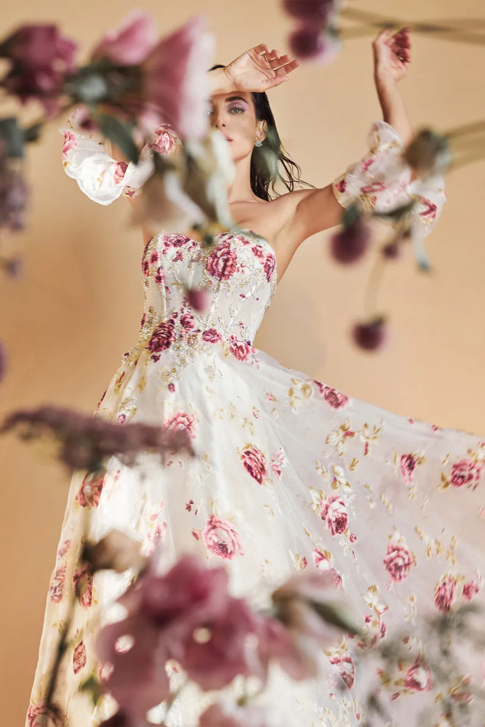 Strapless  Organza Peony Gown Andrea & Leo Couture A1133