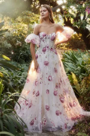 Strapless  Organza Peony Gown Andrea & Leo Couture A1133