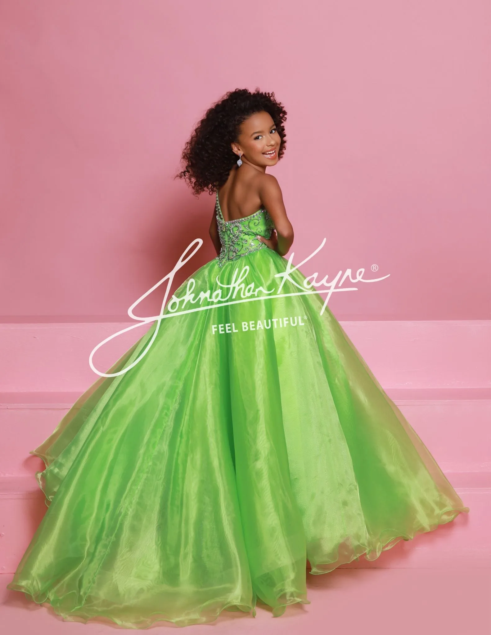 Sugar Kayne C355 Size 4, 10 Fuchsia Girls Pageant Dress One Shoulder Ballgown Formal Crystal Bodice Organza