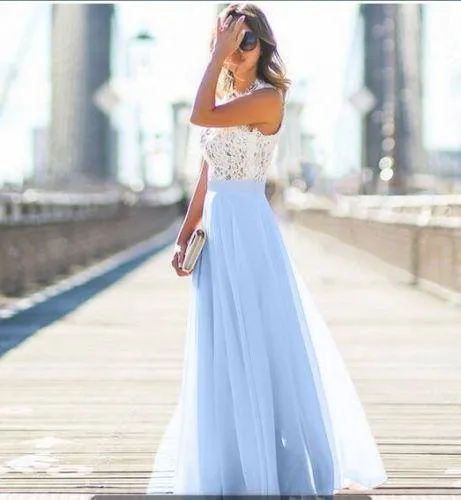 Summer Chiffon Long Dress, elegant formal sleeveless US 2-14