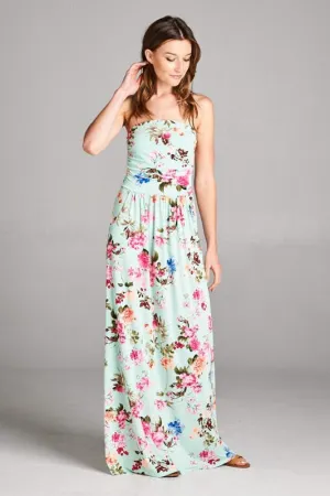 Summer Stunner Strapless Maxi Dress - Mint