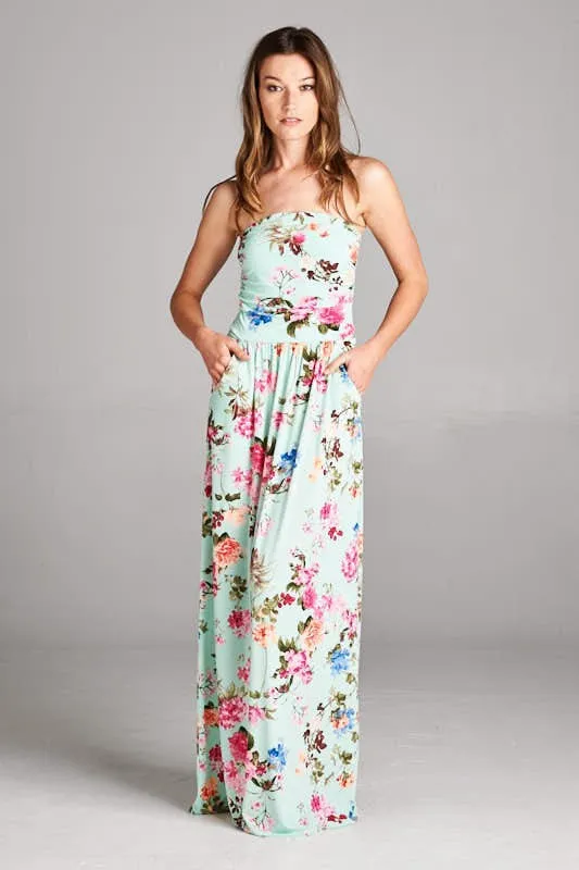 Summer Stunner Strapless Maxi Dress - Mint